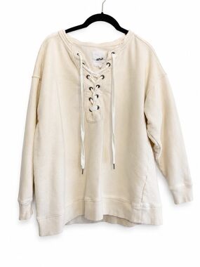 Aerie Cream Lace Up Oversized Sweatshirt Women’s Small